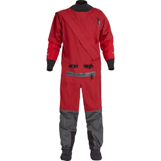 NRS Men's Explorer Semi-Dry Suit front rød